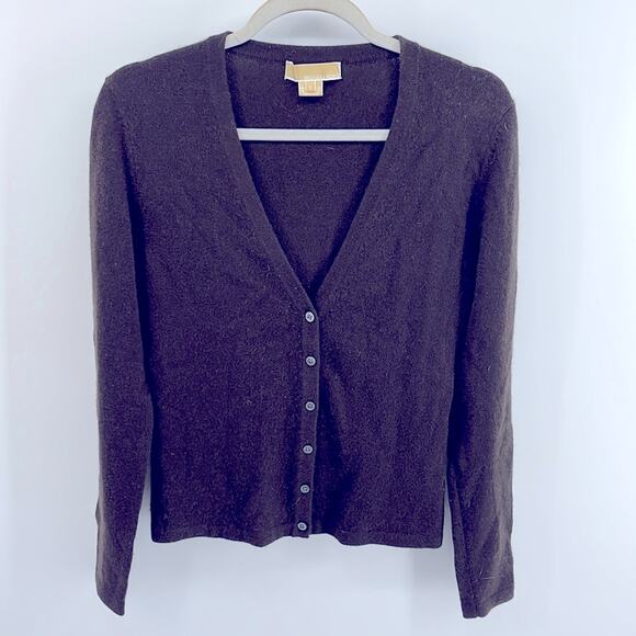 Michael Kors 100% cashmere V-neck button up knit cardigan sweater sz S - Picture 1 of 5